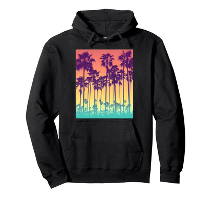 Color Photo Palm Trees Sunset Island Hoodie - Streetwear Style Men Women - T-Shirt, Sweatshirt, Hoodie