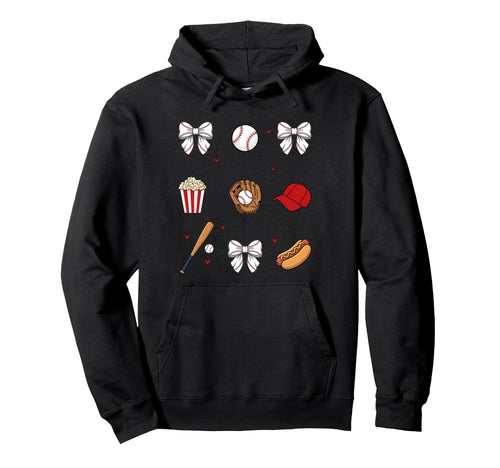 Baseball Sister Coquette Bow Hoodie - Graphic Print Men Women - T-Shirt, Sweatshirt, Hoodie