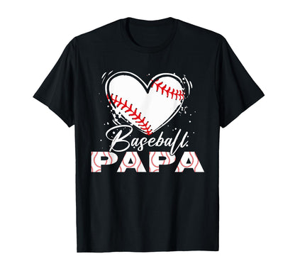 Baseball Papa Baseball Heart T-Shirt - Aesthetic Graphic Men Women - T-Shirt, Sweatshirt, Hoodie