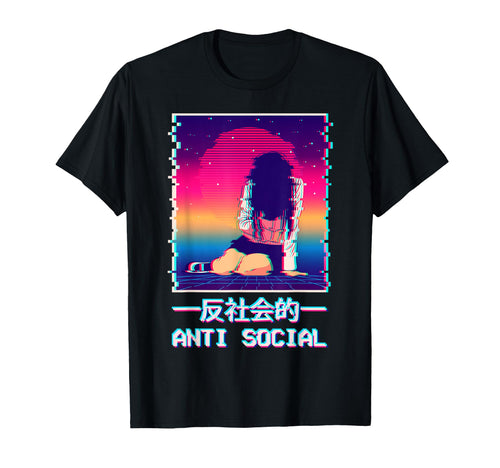 Antisocial Emo Anime Lofi Synthwave T-Shirt - Streetwear Style for Adults - T-Shirt, Sweatshirt, Hoodie