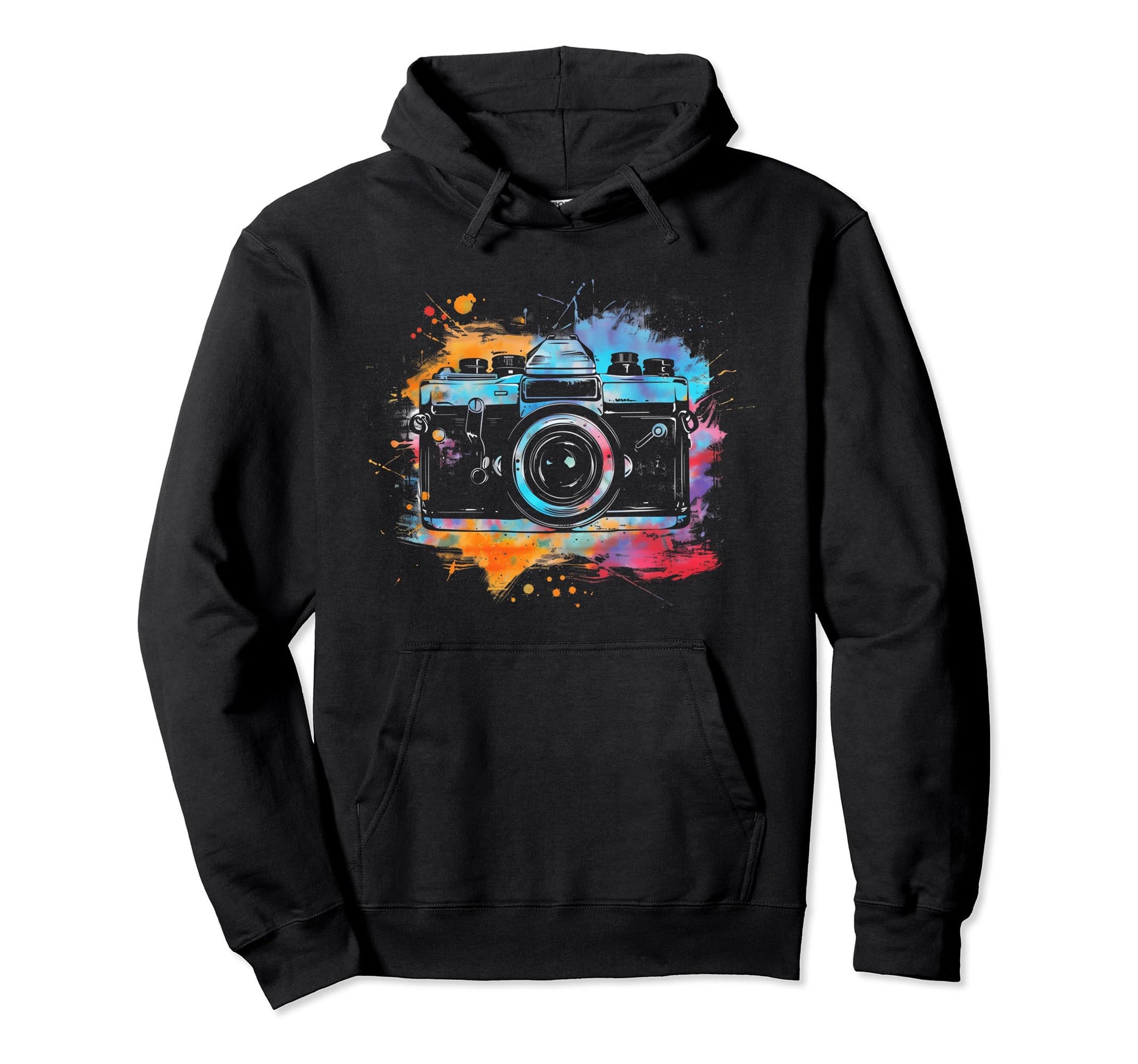 Camera Photography Watercolor Art Hoodie - Fun Novelty Design Men Women - T-Shirt, Sweatshirt, Hoodie