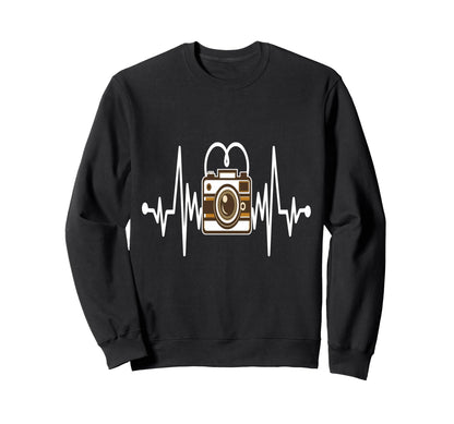 Womens Funny Camera Heartbeat Sweatshirt - Trendy Graphic for Adults - T-Shirt, Sweatshirt, Hoodie
