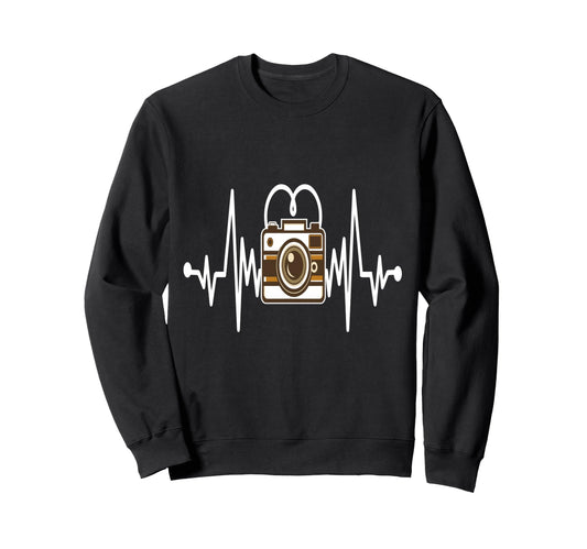 Womens Funny Camera Heartbeat Sweatshirt - Trendy Graphic for Adults - T-Shirt, Sweatshirt, Hoodie