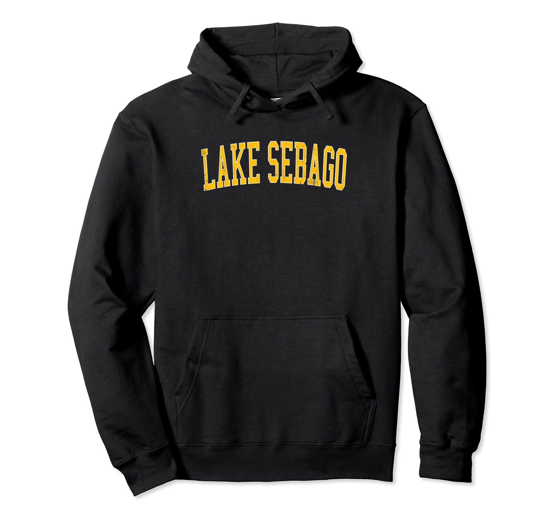 Lake Sebago Distressed Gold Varsity Hoodie - Custom Art Print Unisex - T-Shirt, Sweatshirt, Hoodie