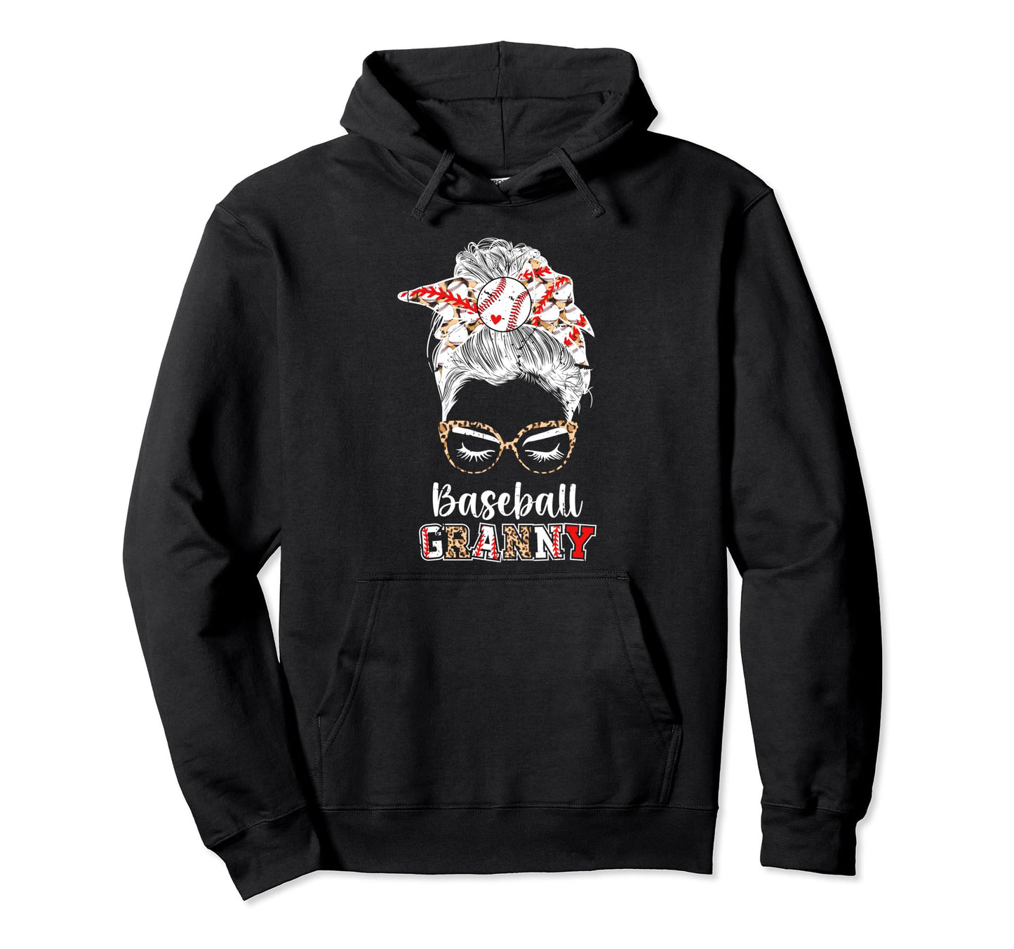 Baseball Granny Messy Bun Granny Hoodie - Aesthetic Graphic Men Women - T-Shirt, Sweatshirt, Hoodie