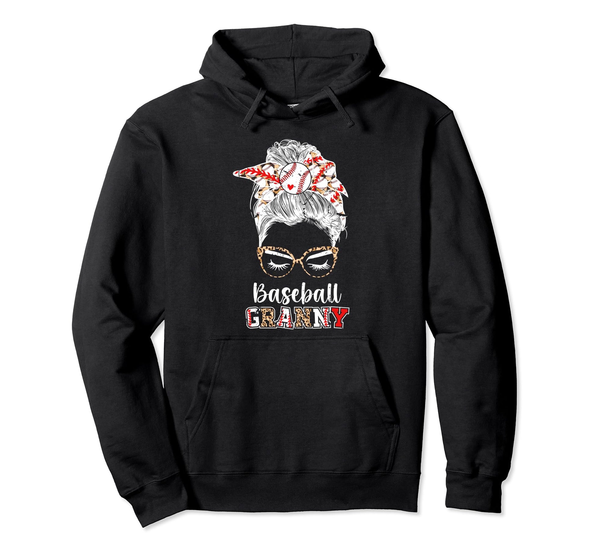 Baseball Granny Messy Bun Granny Hoodie - Aesthetic Graphic Men Women - T-Shirt, Sweatshirt, Hoodie