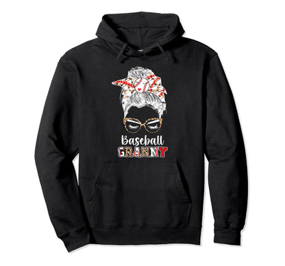 Baseball Granny Messy Bun Granny Hoodie - Aesthetic Graphic Men Women - T-Shirt, Sweatshirt, Hoodie