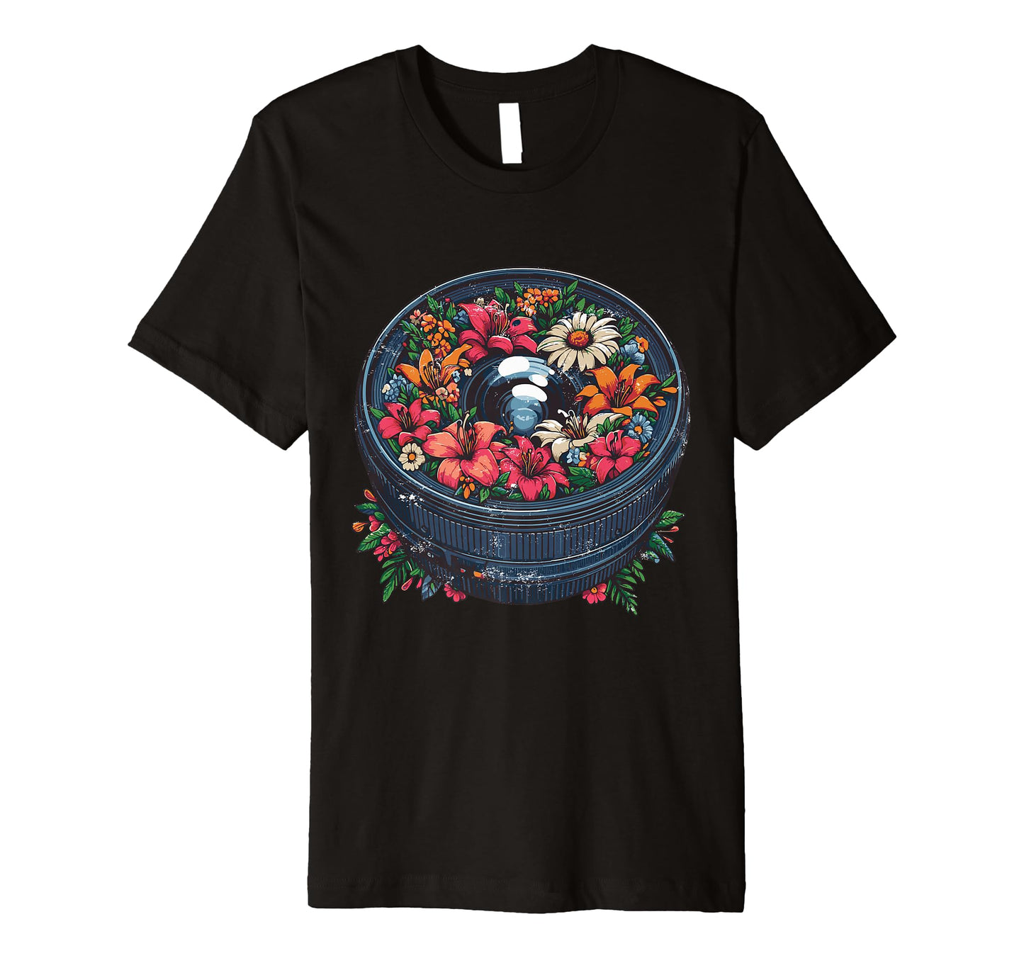 Floral Lens Music And Flower T-Shirt - Custom Art Print for Adults - T-Shirt, Sweatshirt, Hoodie