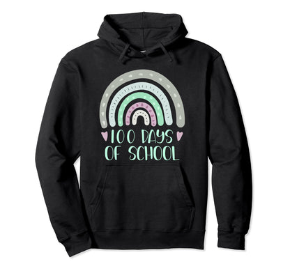 100 Days School Teacher Student Rainbow Hoodie - Custom Art Print Unisex - T-Shirt, Sweatshirt, Hoodie