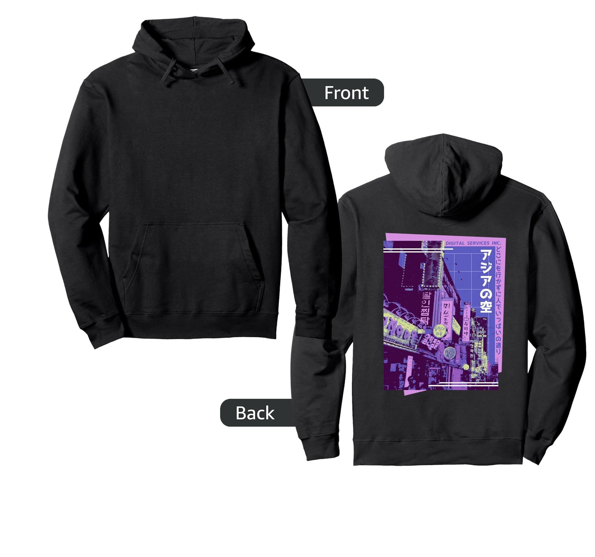 Japanese City Dark Aesthetic Hoodie - Casual Everyday Wear Men Women - T-Shirt, Sweatshirt, Hoodie