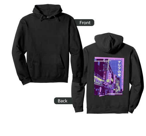 Japanese City Dark Aesthetic Hoodie - Casual Everyday Wear Men Women - T-Shirt, Sweatshirt, Hoodie
