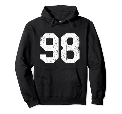 Number 98 Varsity Number Hoodie - Novelty Apparel Men Women - T-Shirt, Sweatshirt, Hoodie