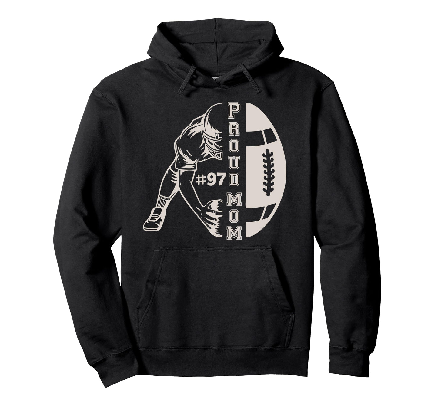 Customized Proud Football Mom Number 97 Hoodie - Trendy Graphic Unisex - T-Shirt, Sweatshirt, Hoodie