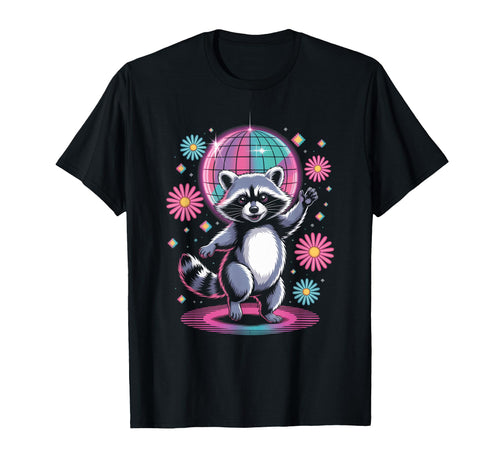 Raccoon Disco Dance Vaporwave T-Shirt - Minimalist Print Men Women - T-Shirt, Sweatshirt, Hoodie