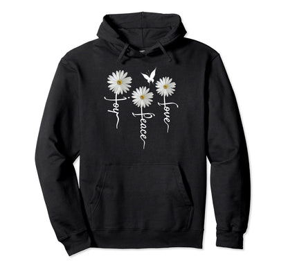 Inspirational Joy Peace Love Hoodie - Casual Everyday Wear Men Women - T-Shirt, Sweatshirt, Hoodie