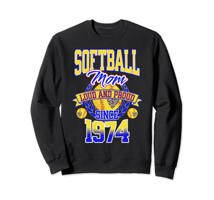 Softball Mom Loud Proud Since Sweatshirt - Minimalist Print for Adults - T-Shirt, Sweatshirt, Hoodie