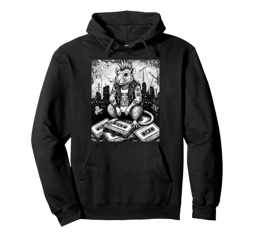 Grunge Rock Smoking Punk Rat Tattoos Hoodie - Aesthetic Graphic Unisex - T-Shirt, Sweatshirt, Hoodie