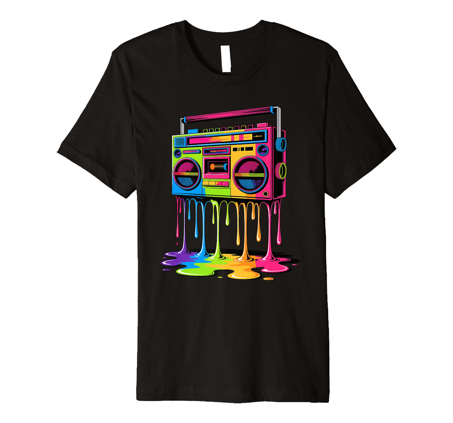 Dripping Paint Boombox Old School 80S T-Shirt - Novelty Apparel Unisex - T-Shirt, Sweatshirt, Hoodie