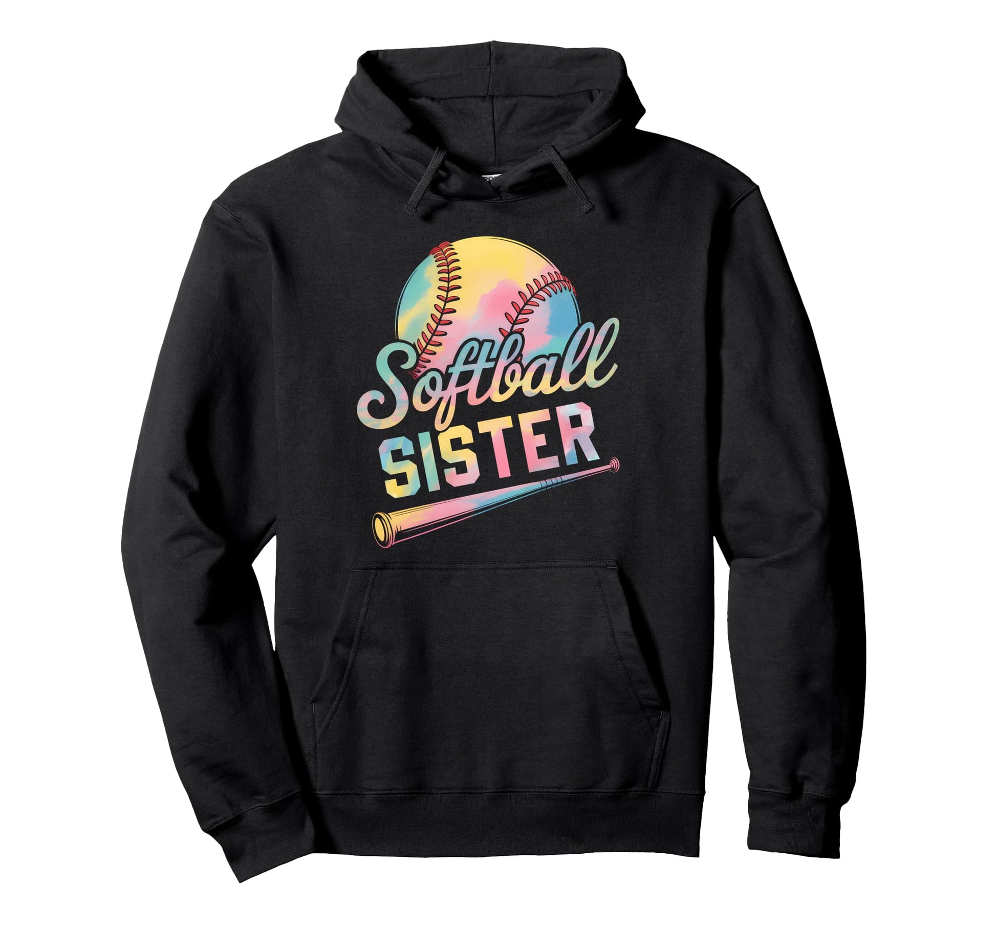 Softball Sister Tie Dye Grandma Hoodie - Casual Everyday Wear Unisex - T-Shirt, Sweatshirt, Hoodie