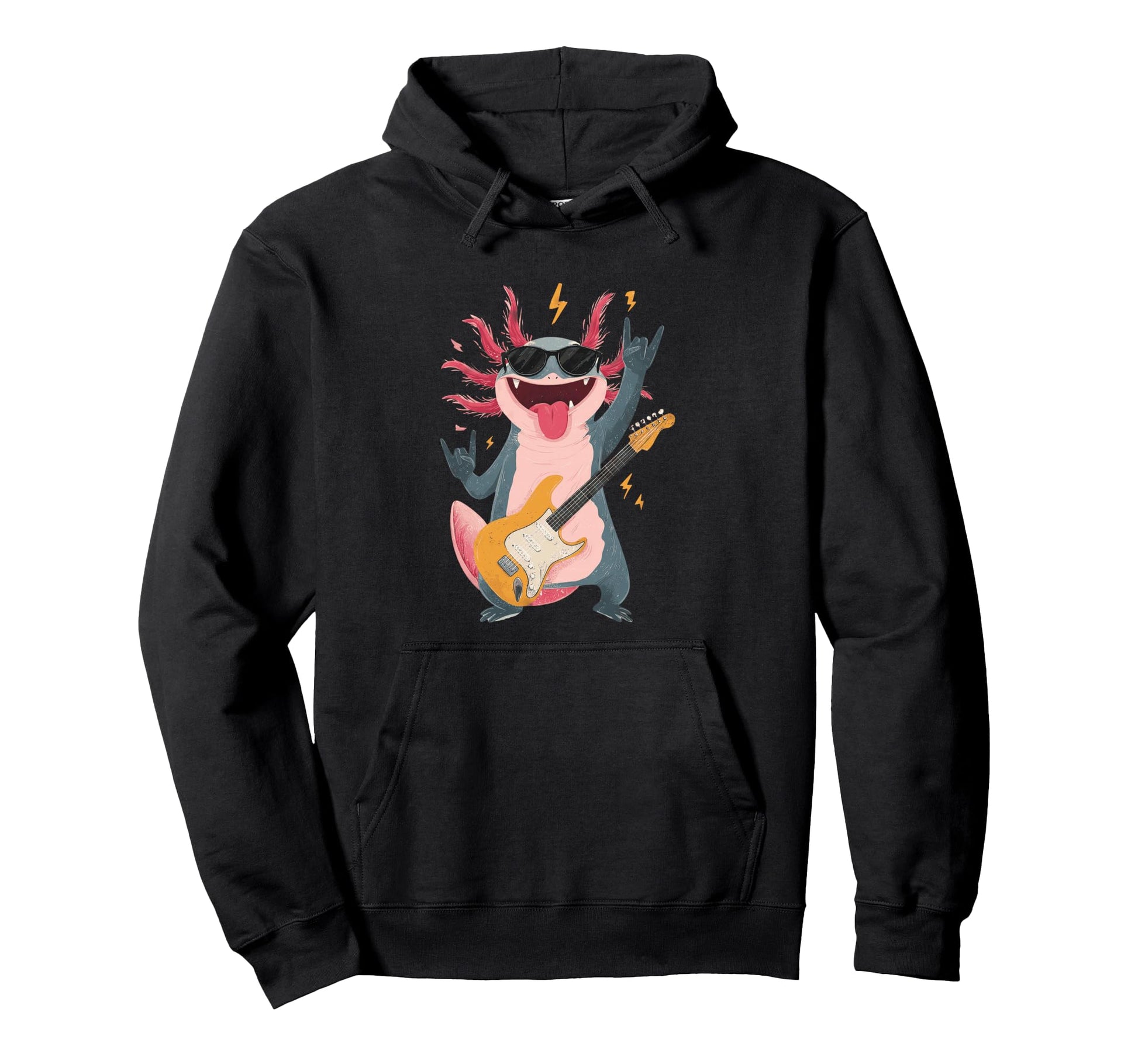 Axolotl Rock Music Funny Animal Hoodie - Streetwear Style Men Women - T-Shirt, Sweatshirt, Hoodie