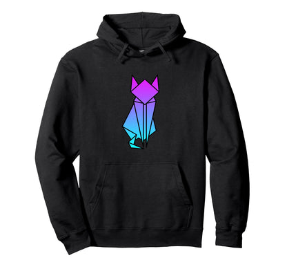 Cat Origami Vaporwave Aesthetic Hoodie - Casual Everyday Wear Men Women - T-Shirt, Sweatshirt, Hoodie