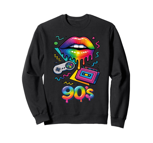 90S Pop Art Rainbow Lips Nostalgia Sweatshirt - Novelty Apparel Men Women - T-Shirt, Sweatshirt, Hoodie