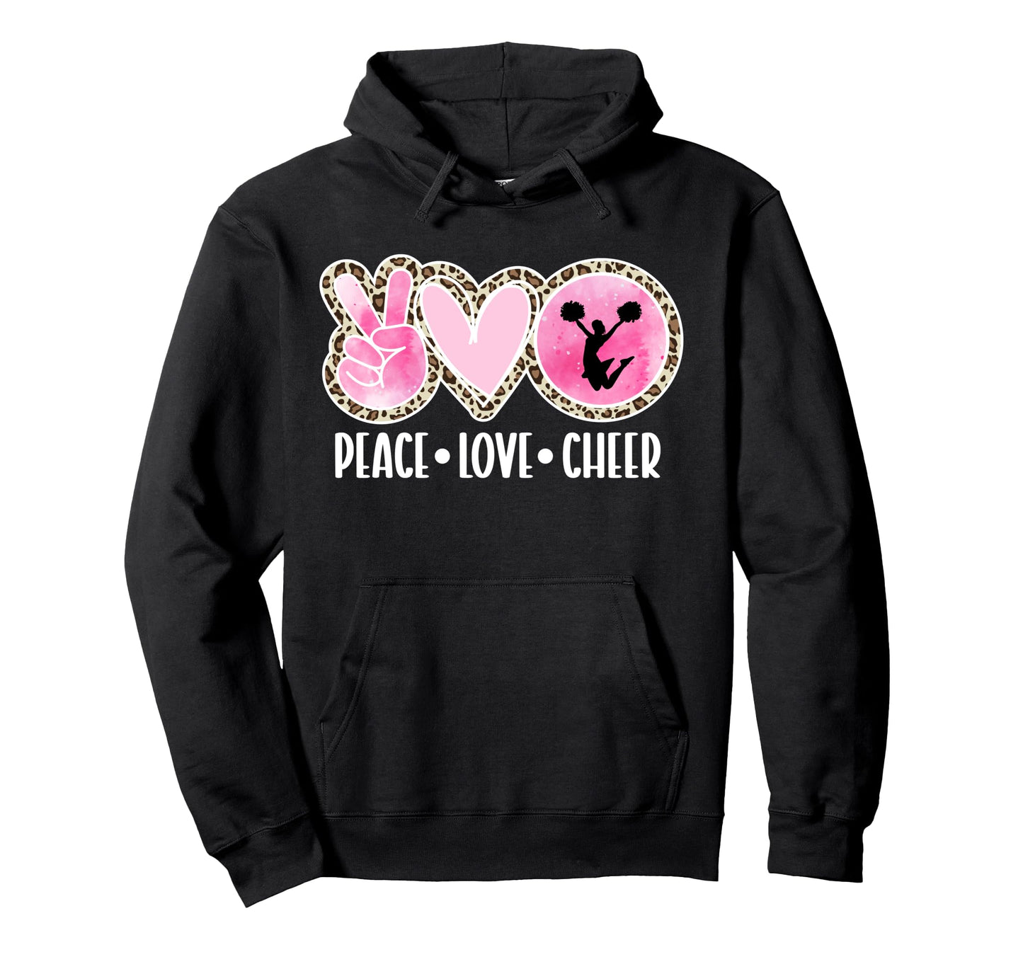 Peace Love Cheer Cheerleader Hoodie - Unique Graphic for Adults - T-Shirt, Sweatshirt, Hoodie