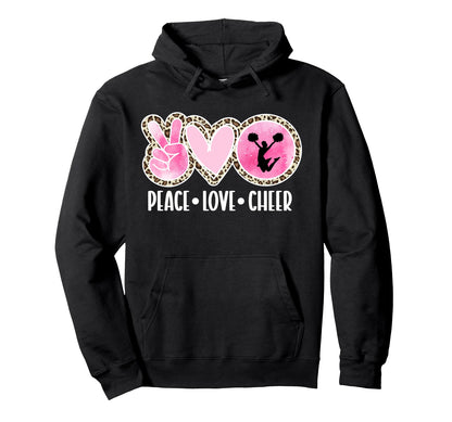 Peace Love Cheer Cheerleader Hoodie - Unique Graphic for Adults - T-Shirt, Sweatshirt, Hoodie