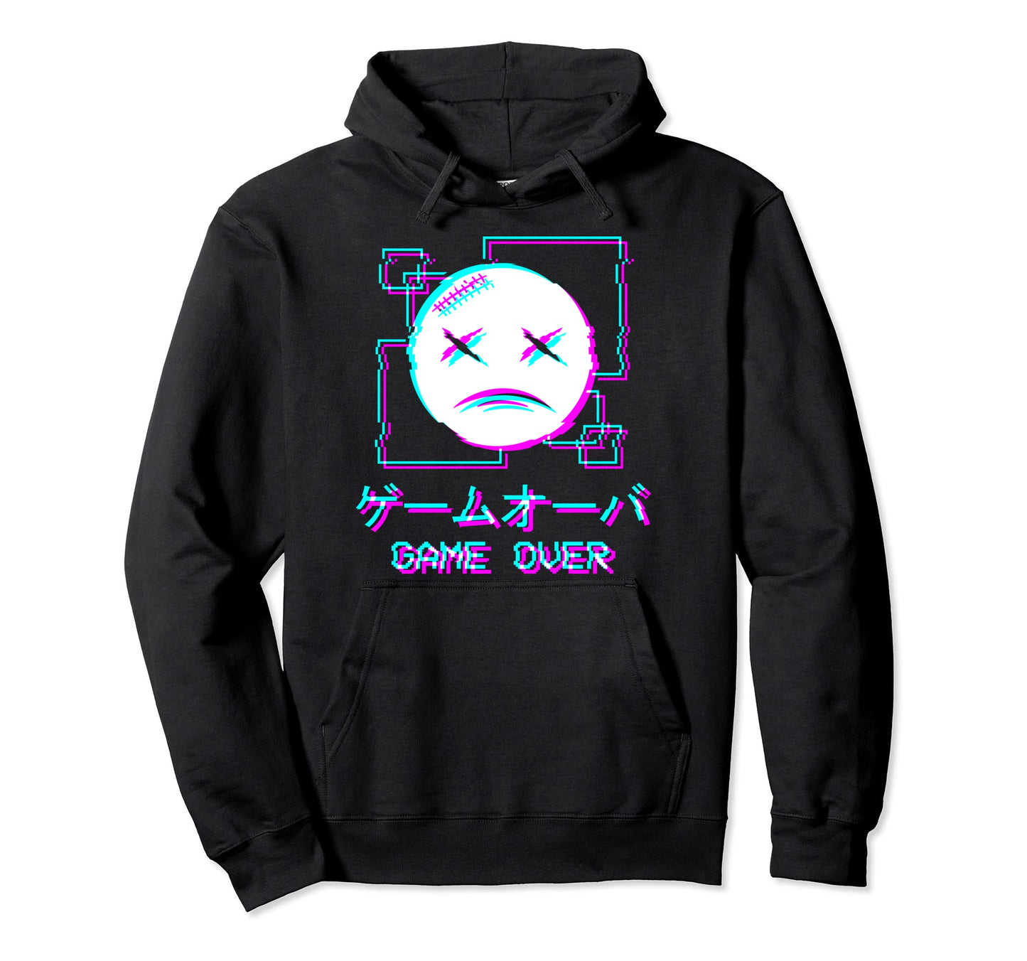 Vaporwave Aesthetic Sad Face Japanese Hoodie - Custom Art Print for Adults - T-Shirt, Sweatshirt, Hoodie
