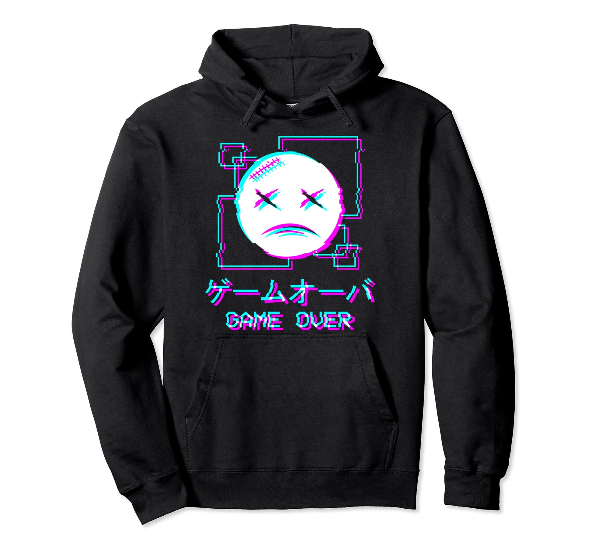 Vaporwave Aesthetic Sad Face Japanese Hoodie - Custom Art Print for Adults - T-Shirt, Sweatshirt, Hoodie
