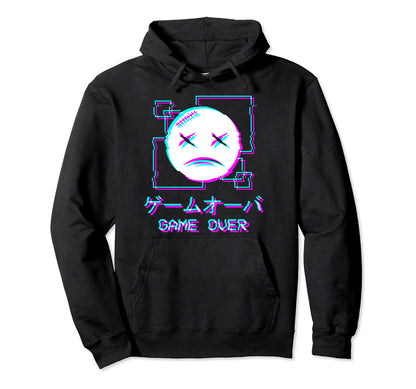 Vaporwave Aesthetic Sad Face Japanese Hoodie - Custom Art Print for Adults - T-Shirt, Sweatshirt, Hoodie