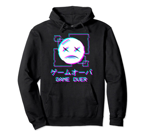 Vaporwave Aesthetic Sad Face Japanese Hoodie - Custom Art Print for Adults - T-Shirt, Sweatshirt, Hoodie