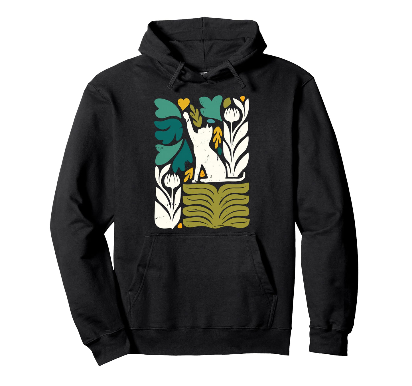 Cat Lovers Boho Matisse Flower Hoodie - Streetwear Style for Adults - T-Shirt, Sweatshirt, Hoodie