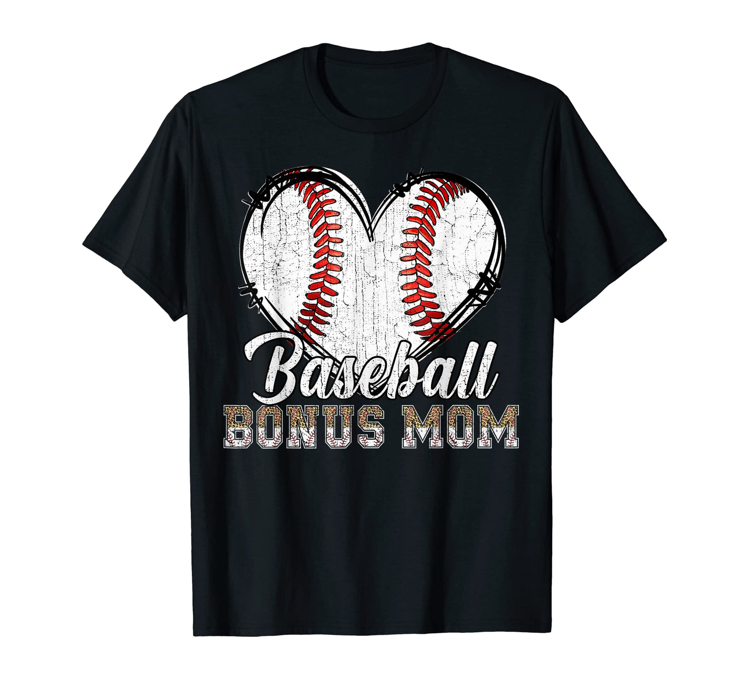 Softball Baseball Bonus Mom Heart T-Shirt - Custom Art Print Unisex - T-Shirt, Sweatshirt, Hoodie
