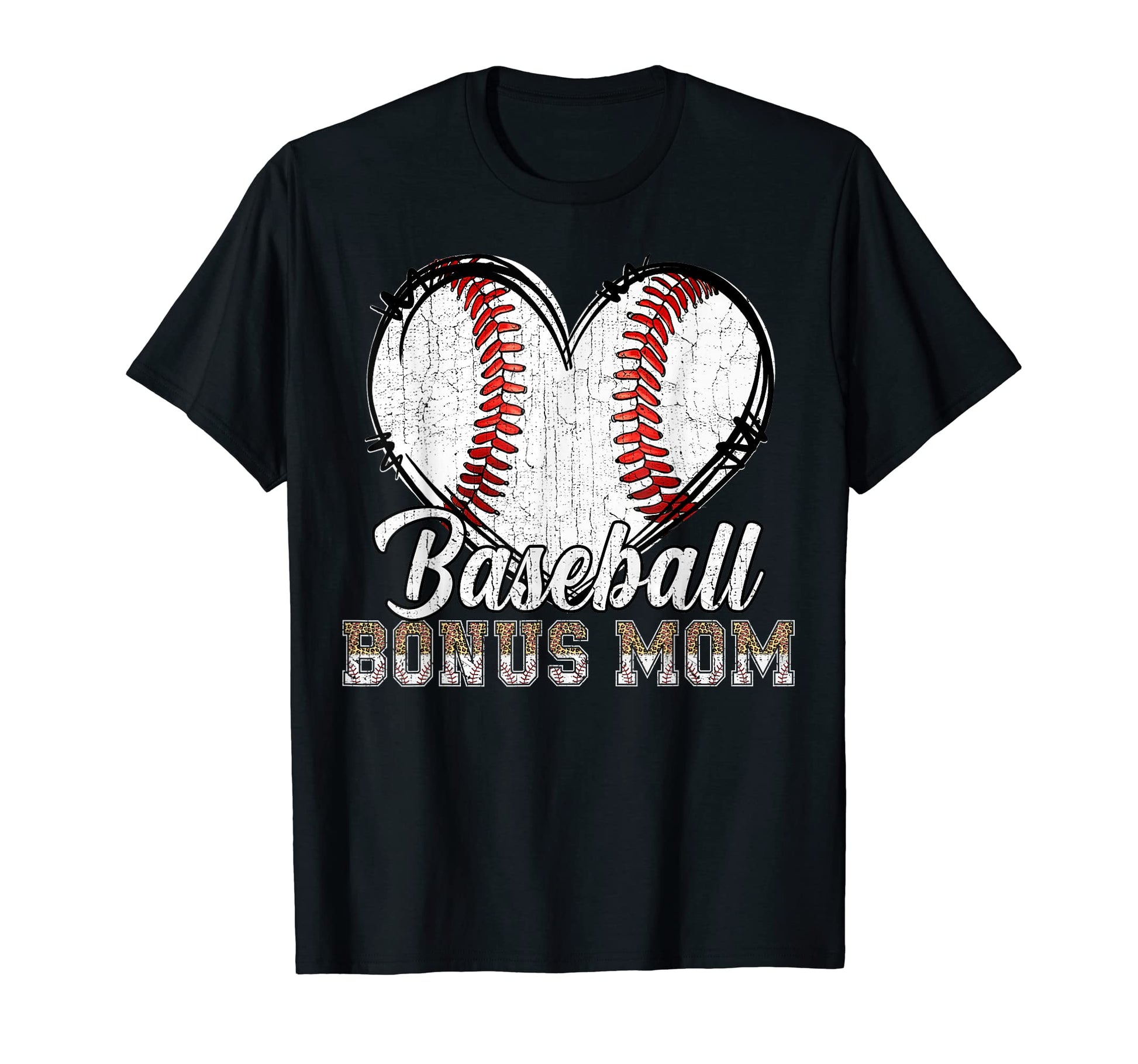 Softball Baseball Bonus Mom Heart T-Shirt - Custom Art Print Unisex - T-Shirt, Sweatshirt, Hoodie