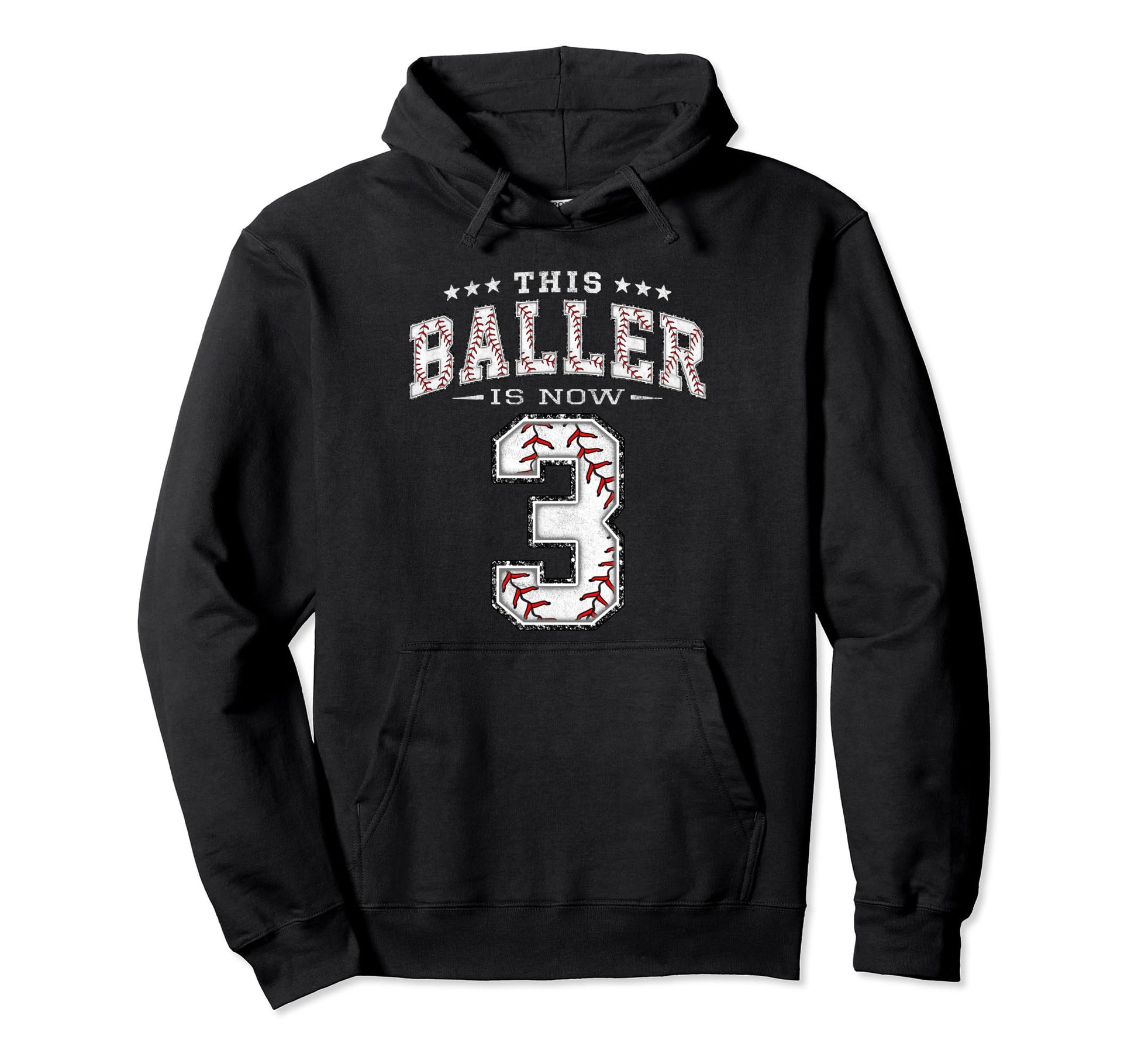3 Years Old Birthday Baseball Hoodie - Casual Everyday Wear Men Women - T-Shirt, Sweatshirt, Hoodie