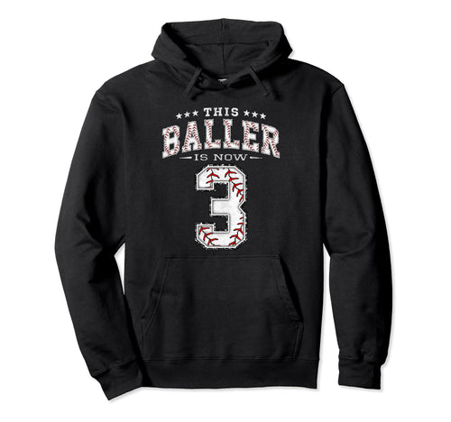 3 Years Old Birthday Baseball Hoodie - Casual Everyday Wear Men Women - T-Shirt, Sweatshirt, Hoodie