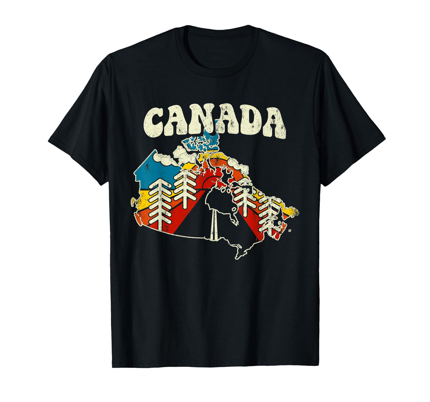 Canada Canadian Country Rainbow 70S T-Shirt - Minimalist Print for Adults - T-Shirt, Sweatshirt, Hoodie
