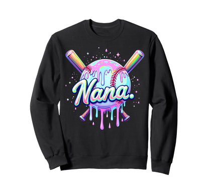 Baseball Drip Nana Tie Dye Sweatshirt - Novelty Apparel for Adults - T-Shirt, Sweatshirt, Hoodie