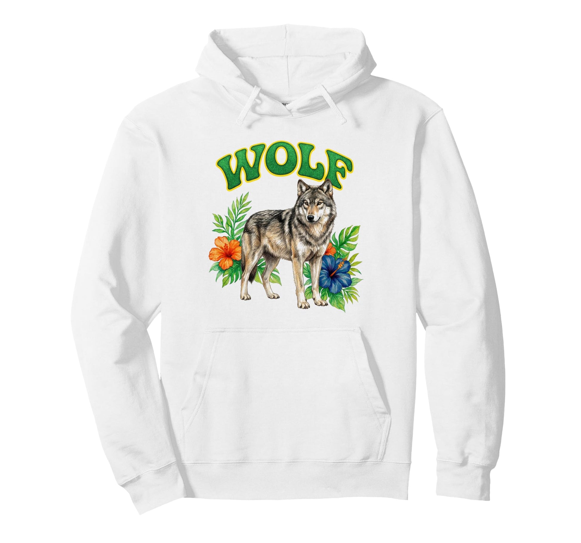 Wolf Groovy Wolves Floral Wolf Hoodie - Casual Everyday Wear Men Women - T-Shirt, Sweatshirt, Hoodie