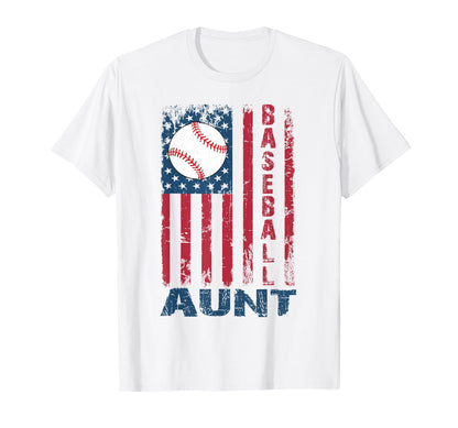 Baseball Aunt American Us Flag T-Shirt - Trendy Graphic for Adults - T-Shirt, Sweatshirt, Hoodie