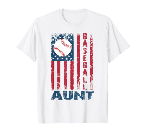 Baseball Aunt American Us Flag T-Shirt - Trendy Graphic for Adults - T-Shirt, Sweatshirt, Hoodie