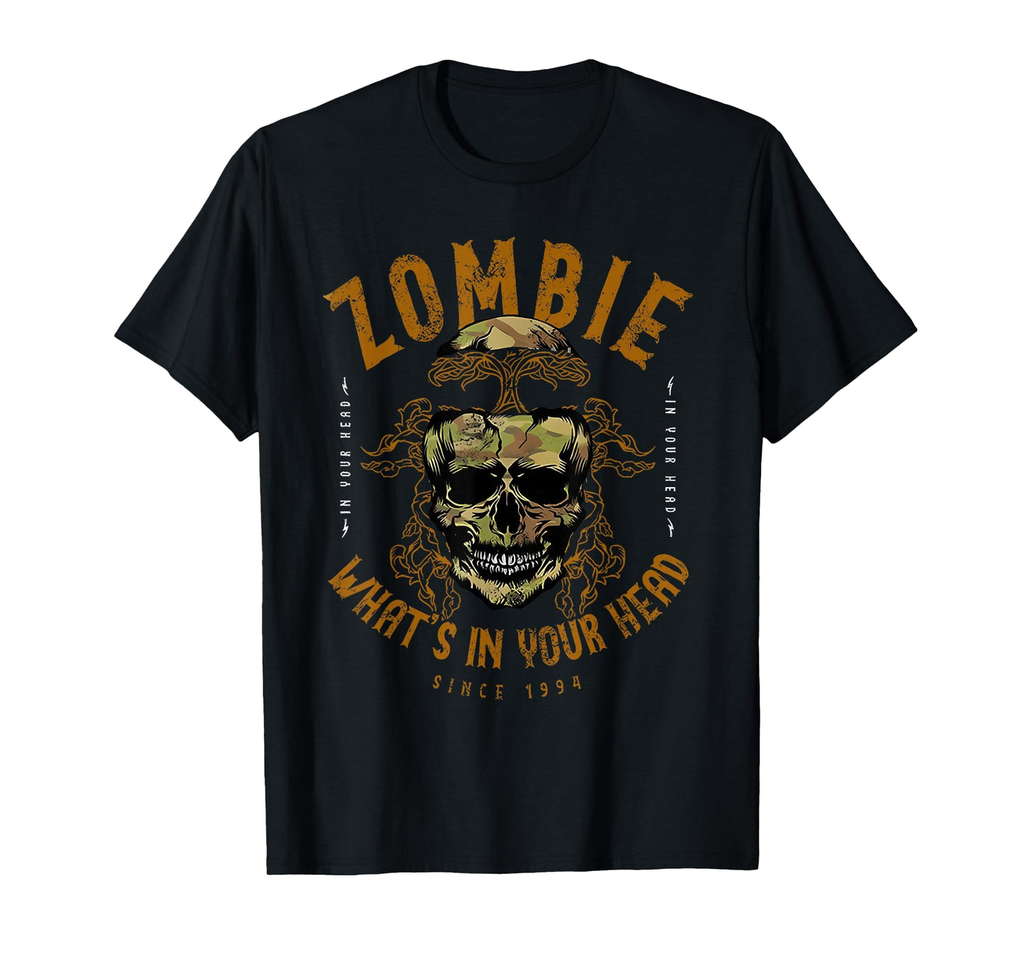 Zombie Skull Camo Skull Tree Roots T-Shirt - Fun Novelty Design Unisex - T-Shirt, Sweatshirt, Hoodie