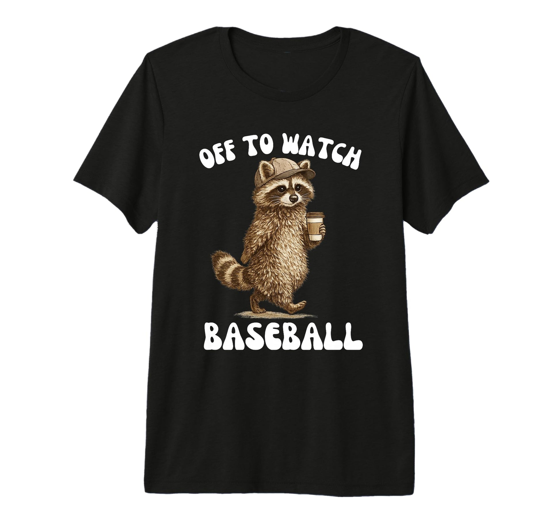Off To Watch Baseball Raccoon T-Shirt - Custom Art Print for Adults - T-Shirt, Sweatshirt, Hoodie