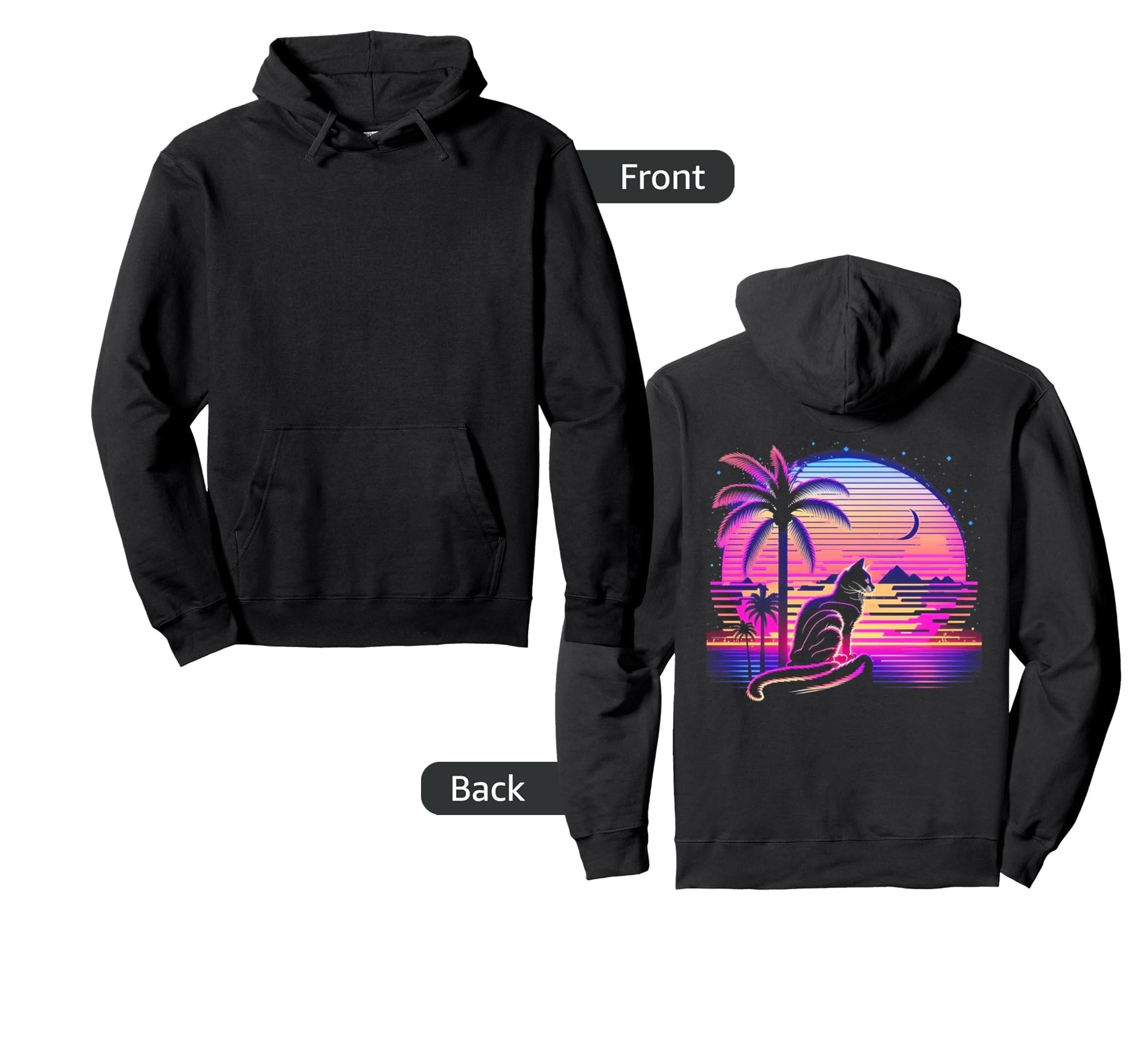 Cat Vaporwave Retrowave Aesthetic Hoodie - Streetwear Style for Adults - T-Shirt, Sweatshirt, Hoodie