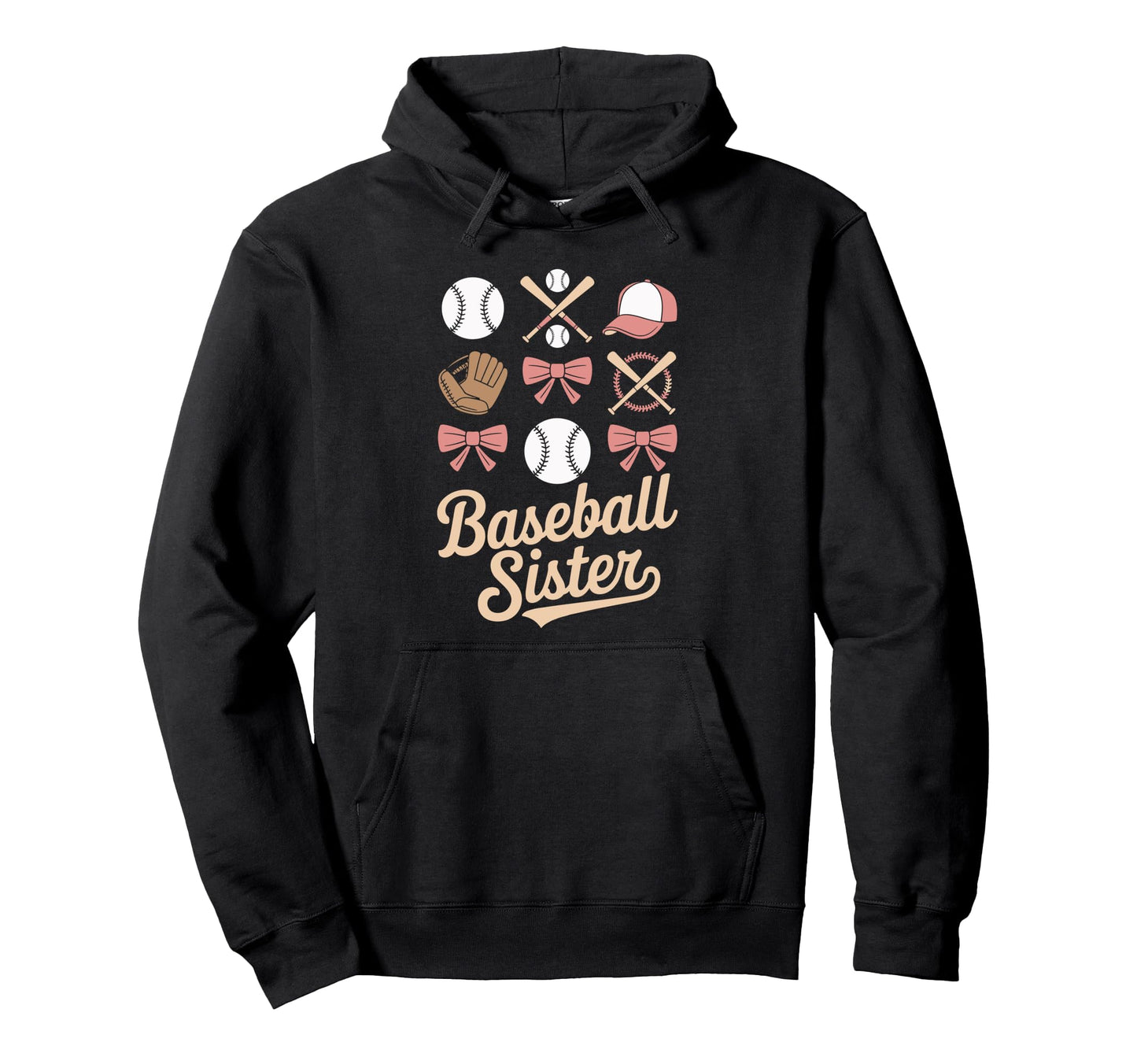 Baseball Sister Coquette Bows And Hoodie - Casual Everyday Wear Men Women - T-Shirt, Sweatshirt, Hoodie