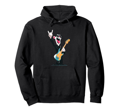 Funny Cartoon Bear Guitar Player Hoodie - Fun Novelty Design Men Women - T-Shirt, Sweatshirt, Hoodie