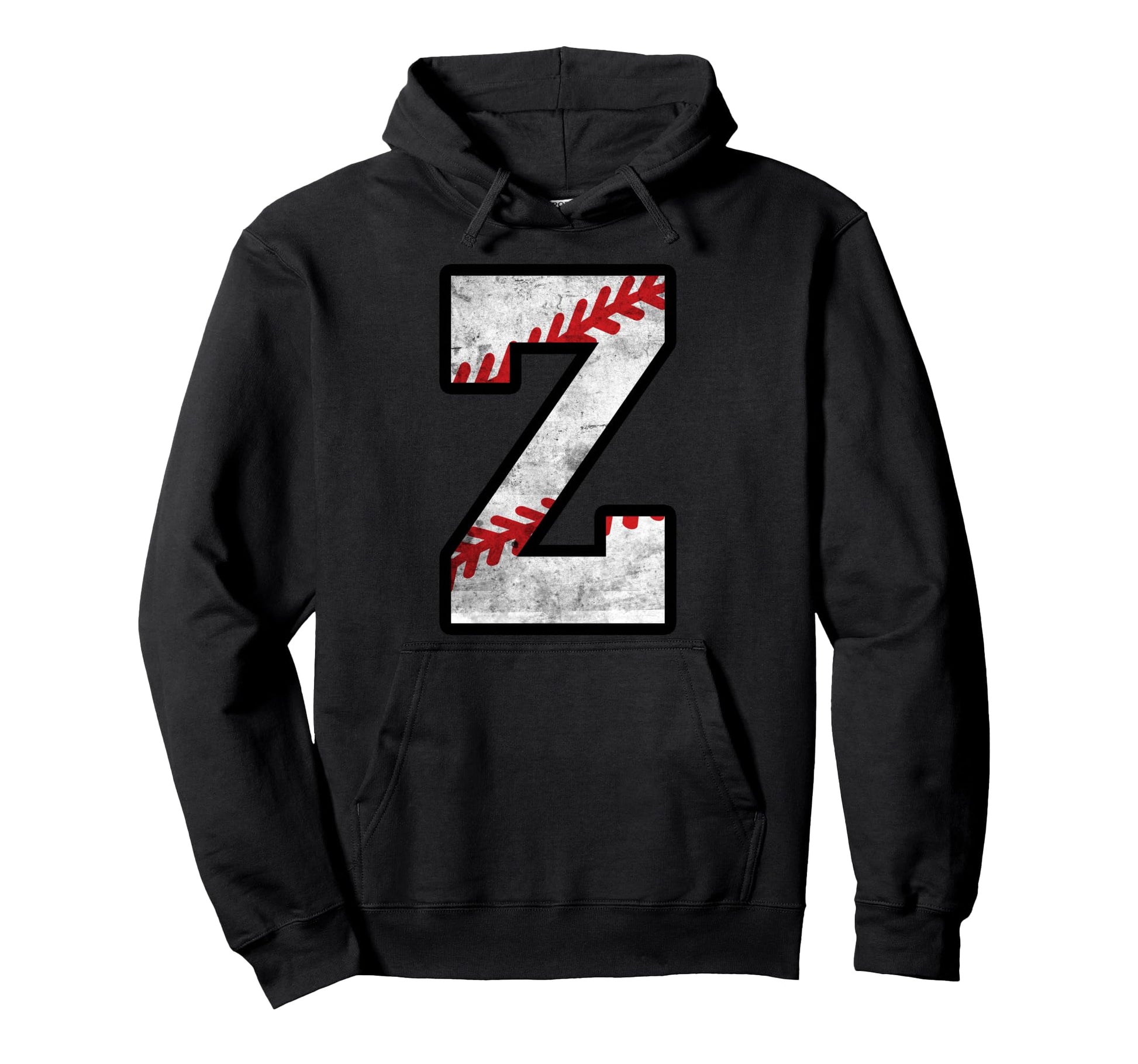 Distressed Baseball Letter Z Hoodie - Unique Graphic Unisex - T-Shirt, Sweatshirt, Hoodie