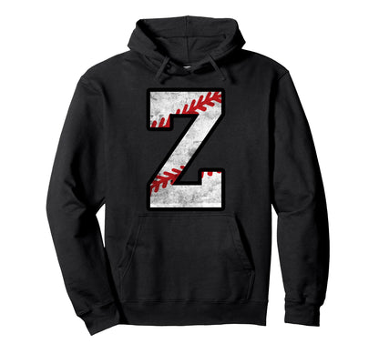 Distressed Baseball Letter Z Hoodie - Unique Graphic Unisex - T-Shirt, Sweatshirt, Hoodie