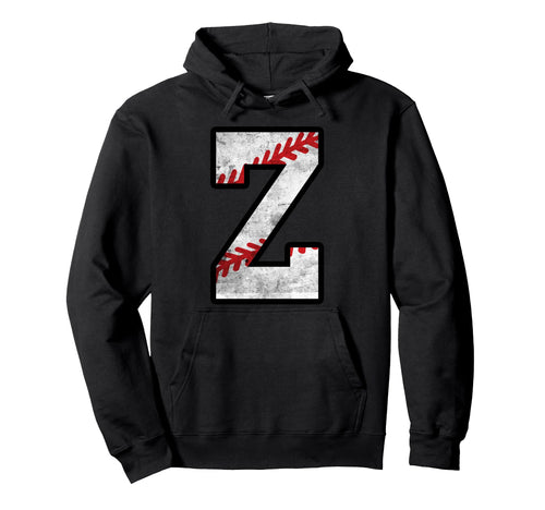Distressed Baseball Letter Z Hoodie - Unique Graphic Unisex - T-Shirt, Sweatshirt, Hoodie